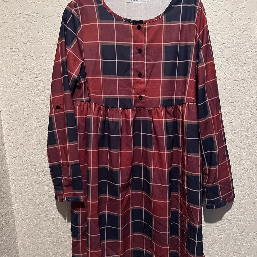 Plaid Kids Dress in Red and Blue